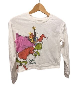 Dr. Seuss White Long Sleeve Tee with Green, Red, Pink, Yellow